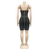 Sexy Hot Drilling Sleeveless Strap Night Club Dress BY-5883