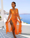 Sexy Hollow Out Tassel Lace-Up Long Beach Dress TR-1216