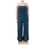 Plus Size Leopard Print Wide Leg Jumpsuit OSIF-22405