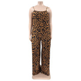 Plus Size Leopard Print Wide Leg Jumpsuit OSIF-22405