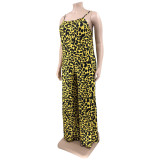 Plus Size Leopard Print Wide Leg Jumpsuit OSIF-22405