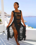 Sexy Hollow Out Tassel Lace-Up Long Beach Dress TR-1216