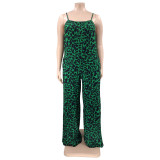 Plus Size Leopard Print Wide Leg Jumpsuit OSIF-22405
