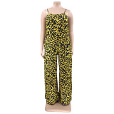 Plus Size Leopard Print Wide Leg Jumpsuit OSIF-22405