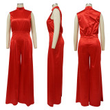 Solid Sleeveless Wide Leg Jumpsuit YF-10190