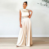 Solid Sleeveless Wide Leg Jumpsuit YF-10190