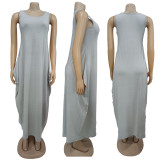 Casual Sleeveless Solid Color Loose Maxi Dress BMF-MM028