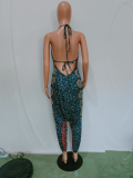 Sexy Printed V Neck Halter Harem Jumpsuit BN-9097