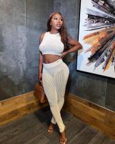 Solid Knitted Sleeveless 2 Piece Pants Sets MK-3106