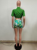 Sexy Crop Top+Printed Shorts 2 Piece Sets MEM-88443