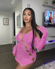 Sexy Knit Off Shoulder Hollow Out Mini Dress ME-8162