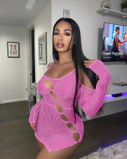 Sexy Knit Off Shoulder Hollow Out Mini Dress ME-8162