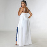 Plus Size Solid Bow Tie Irregular Sling Top YF-10176