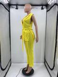 Solid Sleeveless Split Blazer Two Piece Sets SMD-82095