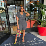 Solid Knitted V Neck Sweater Shorts 2 Piece Sets NY-079