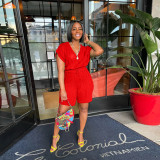 Solid Knitted V Neck Sweater Shorts 2 Piece Sets NY-079