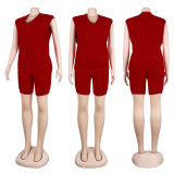 Solid Knitted V Neck Sweater Shorts 2 Piece Sets NY-079