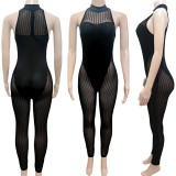 Sexy Mesh Striped Sleeveless Jumpsuit SH-390365