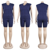 Solid Knitted V Neck Sweater Shorts 2 Piece Sets NY-079