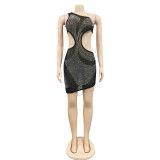 Hot Drilling Mesh Hollow Out Night Club Dress BY-5763