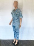Plus Size Denim Denim Jumpsuit LX-7500