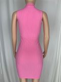 Plus Size Sexy Sleeveless Zipper Bodycon Mini Dress CL-6098