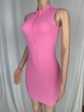 Plus Size Sexy Sleeveless Zipper Bodycon Mini Dress CL-6098