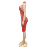 Sexy Hot Drilling Halter Night Club Dresses BY-5708