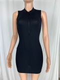 Plus Size Sexy Sleeveless Zipper Bodycon Mini Dress CL-6098