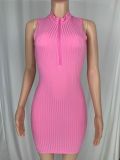 Plus Size Sexy Sleeveless Zipper Bodycon Mini Dress CL-6098