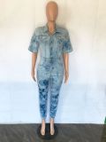 Plus Size Denim Denim Jumpsuit LX-7500