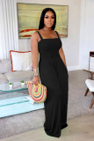Solid Sleeveless Sling Wide Leg Jumpsuit TR-1218