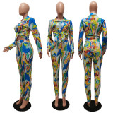 Casual Printed Long Sleeve Shirt+Pants 2 Piece Sets CM-8630