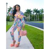 Casual Printed Long Sleeve Shirt+Pants 2 Piece Sets CM-8630