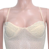 Sexy Hot Drilling See Through Breast-Pad Night Club Dress SH-390224