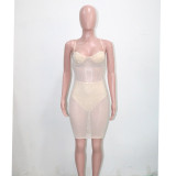 Sexy Hot Drilling See Through Breast-Pad Night Club Dress SH-390224