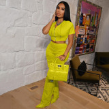 Solid Hooded Short Sleeve Two Piece Pants Sets YIM-077