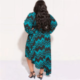 Plus Size Geometric Print Irregular Maxi Dress NNWF-7600
