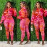 Casual Printed Long Sleeve Shirt+Pants 2 Piece Sets CM-8630
