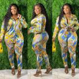 Casual Printed Long Sleeve Shirt+Pants 2 Piece Sets CM-8630