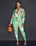 Casual Printed Long Sleeve Shirt+Pants 2 Piece Sets CM-8630