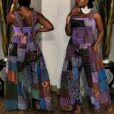 Plus Size Printed Wide Leg Strap Jumpsuit ZDF-31225