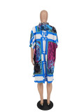 Plus Size Printed Half Sleeve Loose Shirt Dress ZDF-31222