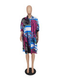 Plus Size Printed Half Sleeve Loose Shirt Dress ZDF-31222
