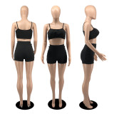 Sexy Ruched Cami Top And Shorts 2 Piece Sets YIBF-60179
