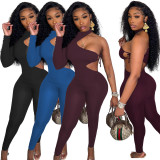 Sexy One Shoulder Hollow Out Jumpsuit YH-5273