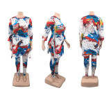 Plus Size Camo Print Split Top And Pants 2 Piece Sets PHF-13292