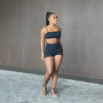 Sexy Ruched Cami Top And Shorts 2 Piece Sets YIBF-60179