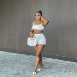 Sexy Ruched Cami Top And Shorts 2 Piece Sets YIBF-60179