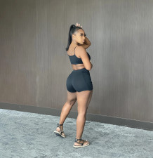 Sexy Ruched Cami Top And Shorts 2 Piece Sets YIBF-60179